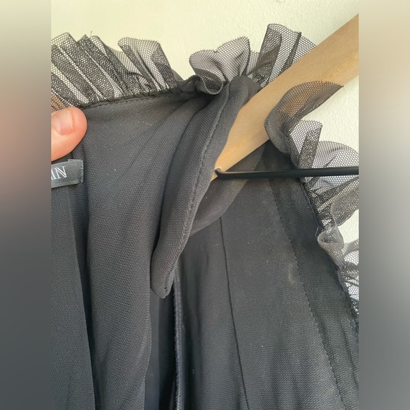 NWOT Balmain|| Viscose With Ruffled Tulle Trims V-Neck Long Sleeves Mini Dress - Picture 9 of 10